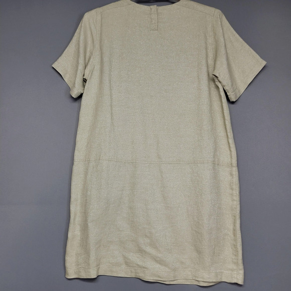 Eileen Fisher Dress Womens Large Beige Metallic Organic Linen Shift Lagenlook - Picture 13 of 14